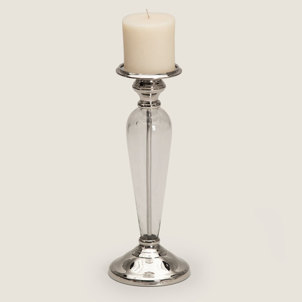Airin Nickel & Clear Candle Holder