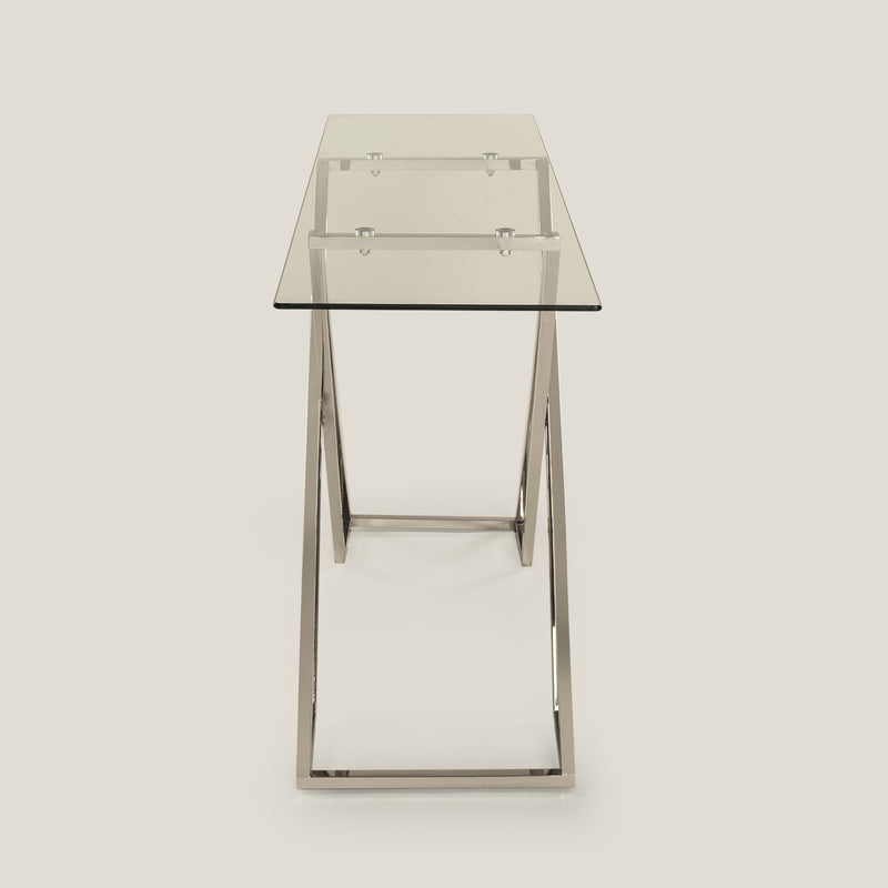 Trieste Glass & Steel Console Table