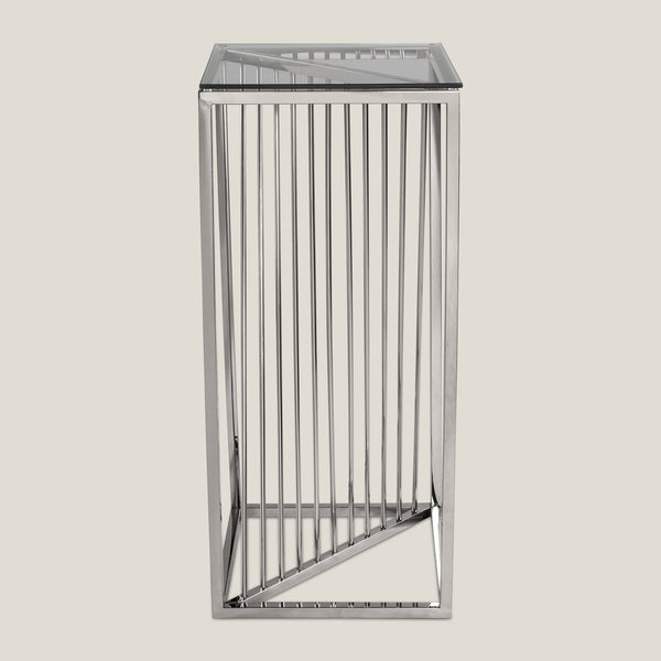 Piacenza Silver Stainless Steel & Glass Pedestal