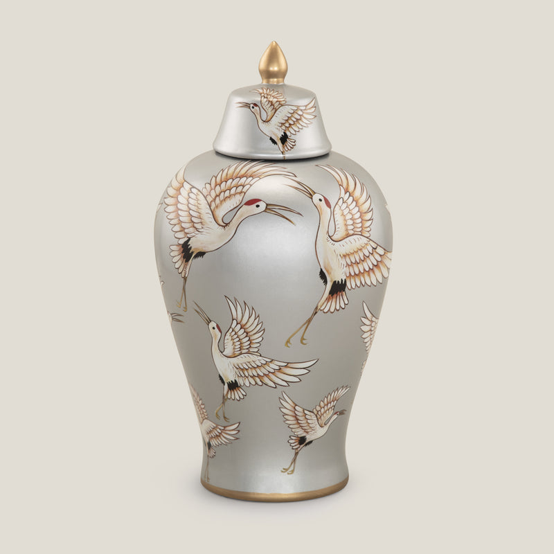 Aves Grey Ceramic Decor Jar