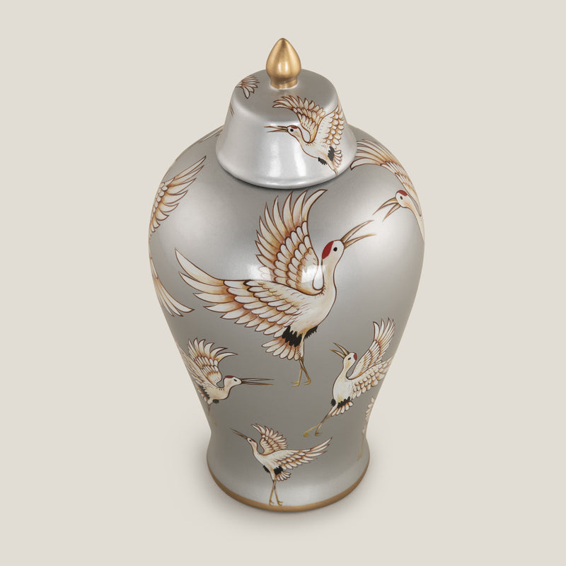 Aves Grey Ceramic Decor Jar