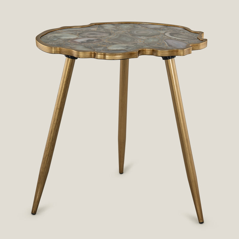 Agate Amber Grey & Gold Side Table