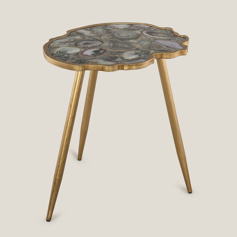 Agate Amber Grey & Gold Side Table