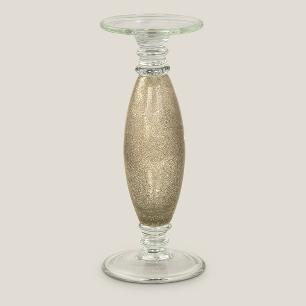 Gold Speckled Glass Candle Holder L