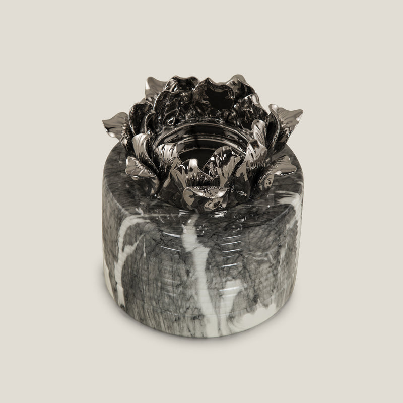 Blossom Grey & Silver Marble Ceramic Vase