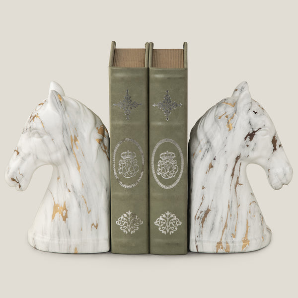 Individual Polished Brass Horse Head Bookend