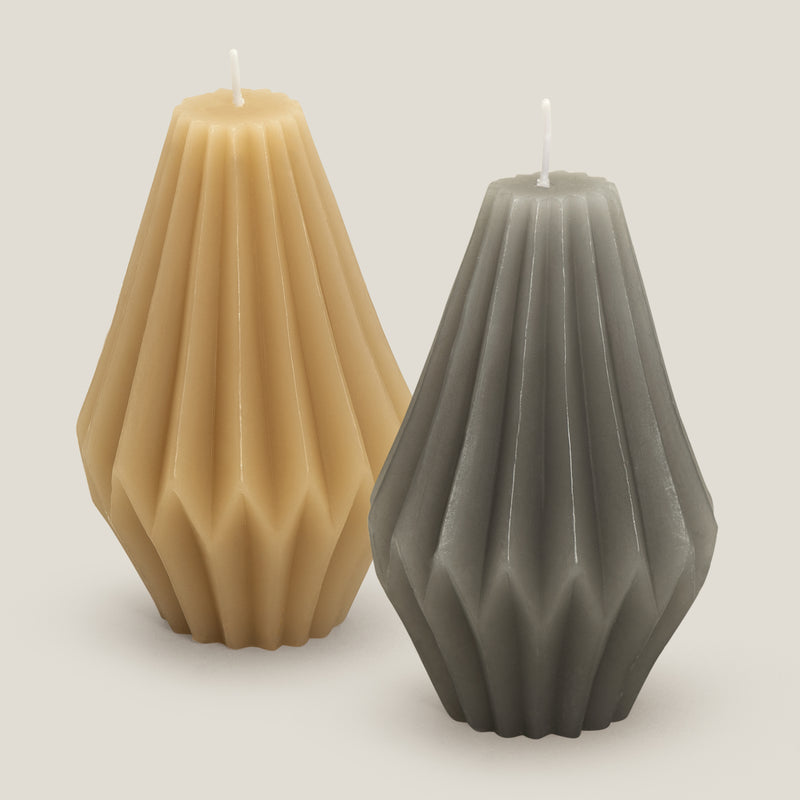 Pine Beige Carved Pillar Candle