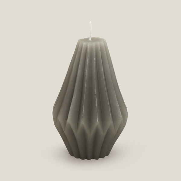 Pine Grey Carved Pillar Candle