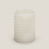 Waves White Carved Pillar Candle