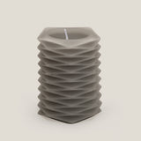 Waves Grey Carved Pillar Candle
