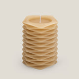 Waves Beige Carved Pillar Candle