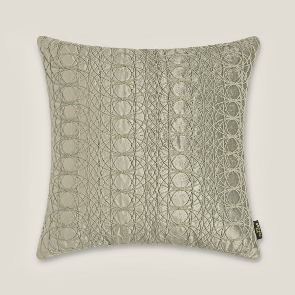 Ovale Emb. Light Grey Velvet Cushion Cover