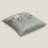 Fiore Emb. Teal Faux Silk Euro Cover