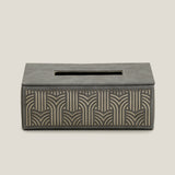 Sicily Grey & Gold Faux Leather Tissue Box
