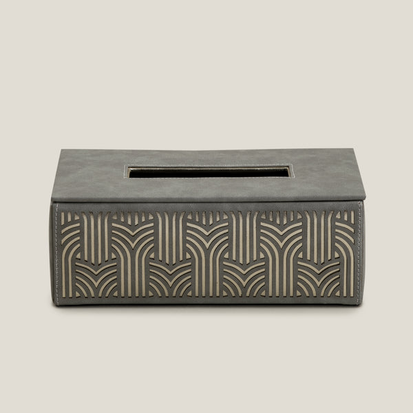 Sicily Grey & Gold Faux Leather Tissue Box
