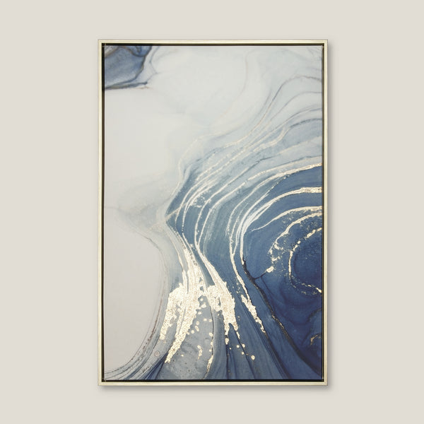 Arium Abstract Blue & Gold Framed Canvas