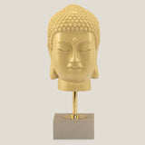 Yellow Resin Buddha Head With Stand