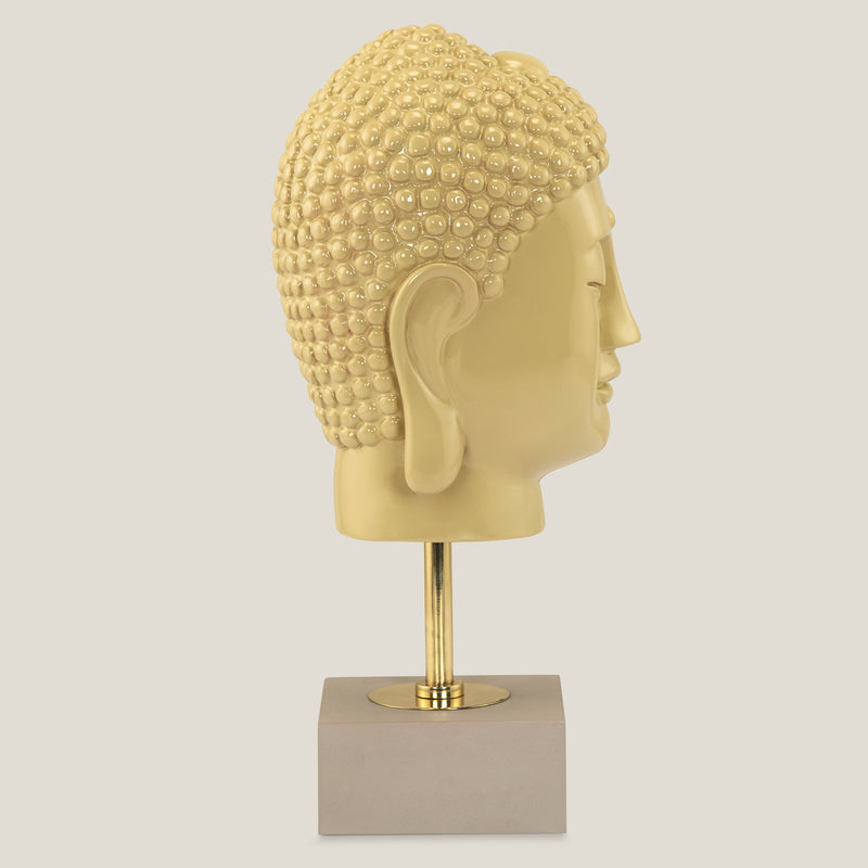 Yellow Resin Buddha Head With Stand