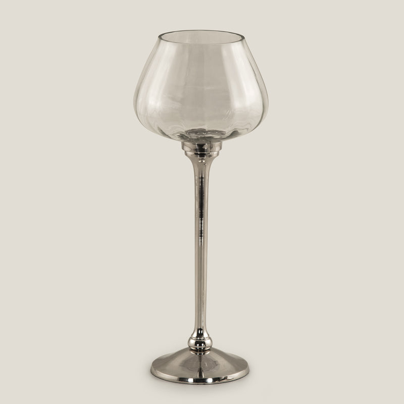 Eva Nickel & Glass Stemmed Votive L