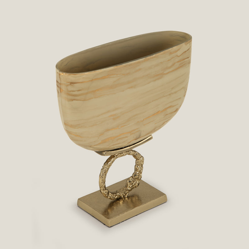Brazo Beige & Gold Glass Vase L