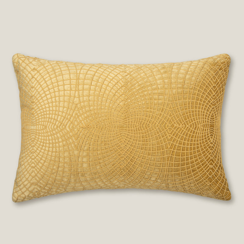 Veria Emb. Yellow Velvet Cushion Cover