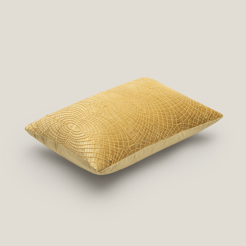 Veria Emb. Yellow Velvet Cushion Cover