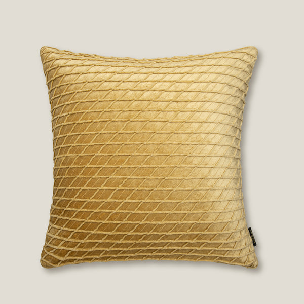 Xanthi Yellow Pleated Velvet Cushion Cover