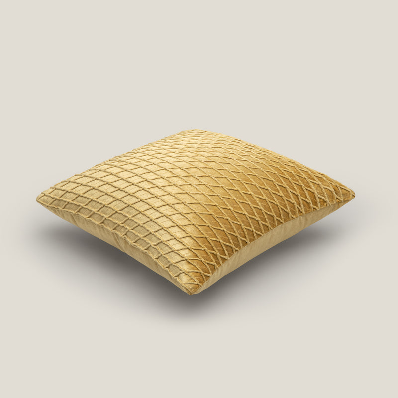 Xanthi Yellow Pleated Velvet Cushion Cover