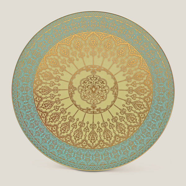 Blue Gold-Lined Porcelain Round Platter