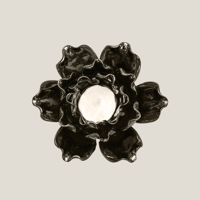 Rosette Ceramic Votive Silver