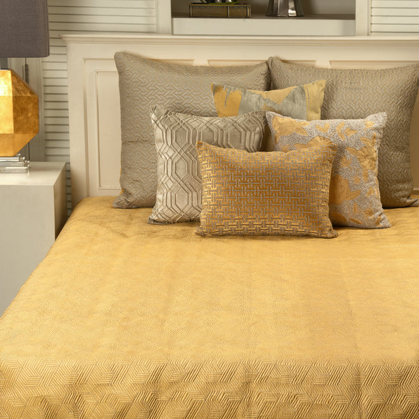 Argos Grey & Yellow Reversible Bedspread