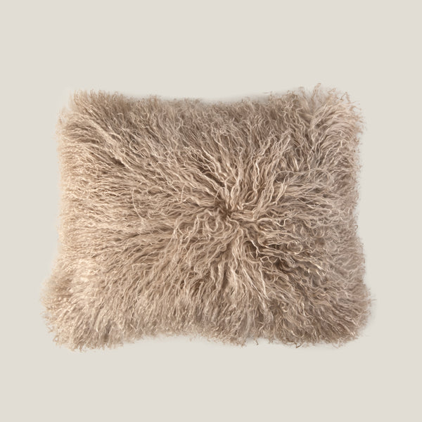 Beige Lamb Fur Cushion Cover