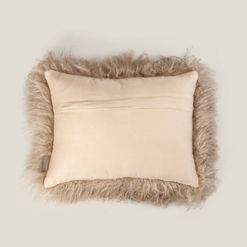 Beige Lamb Fur Cushion Cover