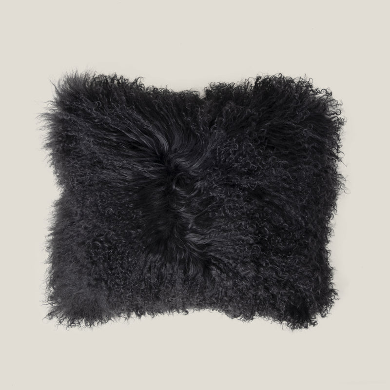 Grey Lamb Fur Cushion Cover