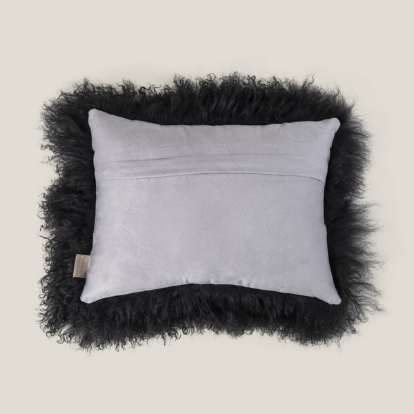 Grey Lamb Fur Cushion Cover