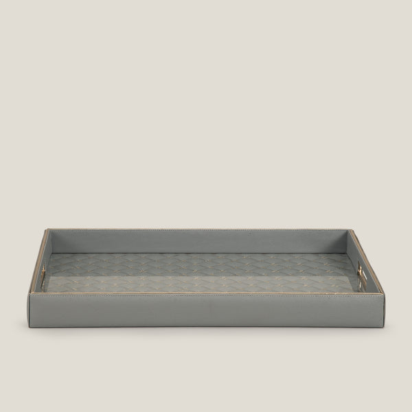 Gezi Grey Faux Leather Placing Serving Tray
