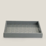 Gezi Grey Faux Leather Square Serving Tray