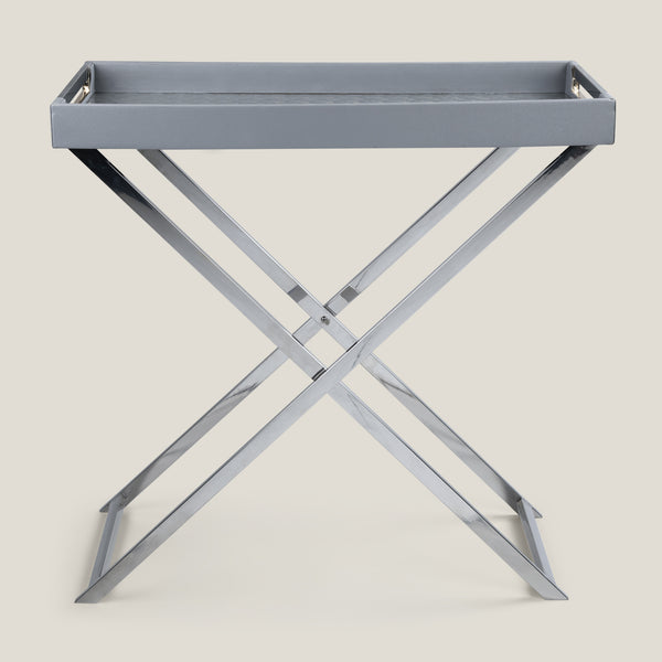 Luxury Leather Butler Tray With Stand | Bar Trolley Table With Wheels ...