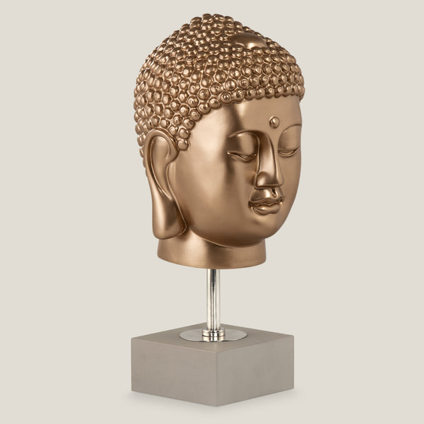 Gold Buddha Head With Stand