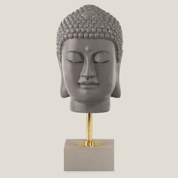 Grey Buddha Head With Stand