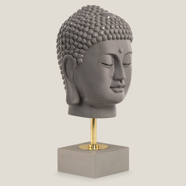 Grey Buddha Head With Stand