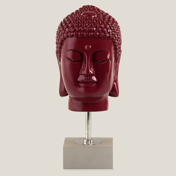 Maroon Buddha Head With Stand