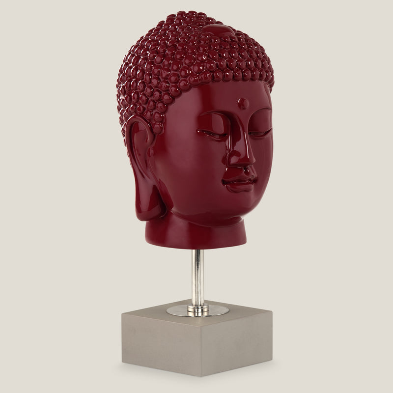 Maroon Buddha Head With Stand