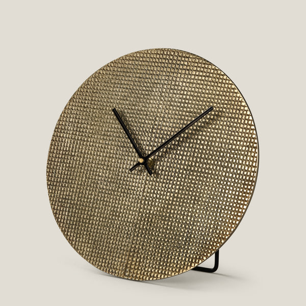 Gilmore Mesh Textured Dull Metal Table Clock