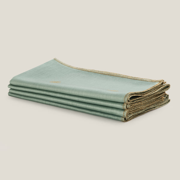 Auric Foil Printed Dusty Blue Napkin S/4