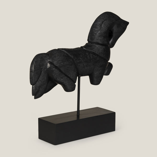 Trojan Horse Mangowood Black Sculpture