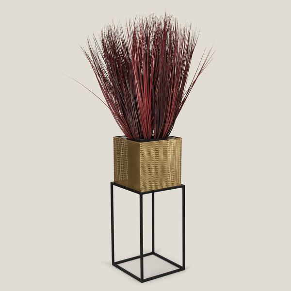 Jali Gold Plated Metal Square Planter L