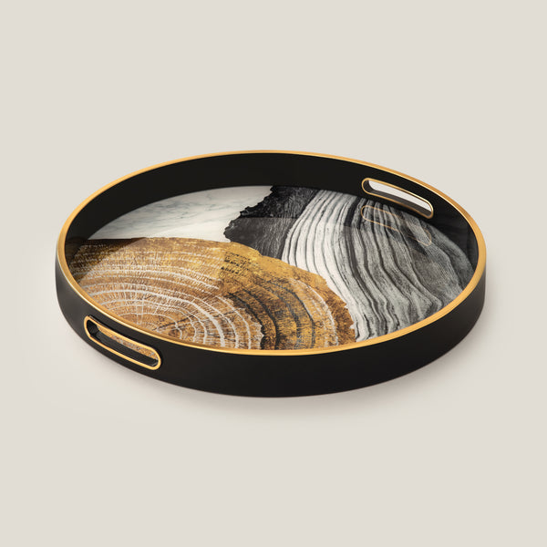 Sapwood Black Glass Serving Tray