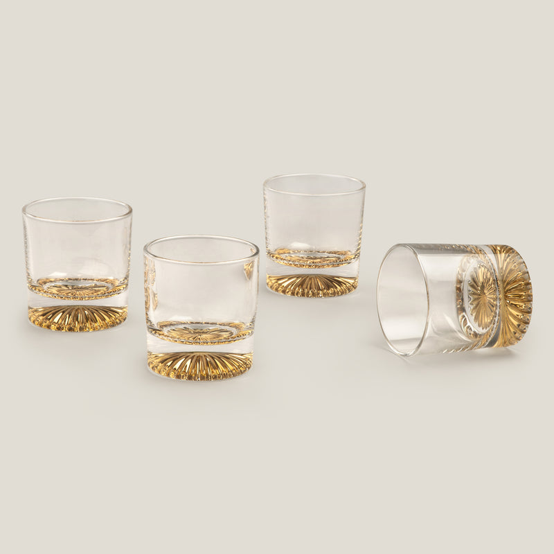 Pyramide Gold Whiskey Glass Set Of  4