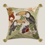 Macaw Emb. Velvet Cushion Cover
